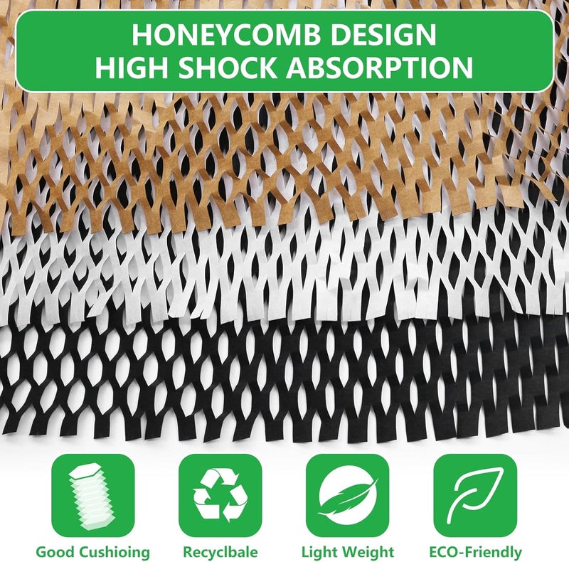 Pine nuts Honeycomb Packing Paper 15" x 131' Eco Friendly Packing Paper for Moving Recyclable Honeycomb Paper Bubble Paper Wrapping with 30 Fragile Sticker Labels and 66fthemp rope (Christmas green) - Image 3